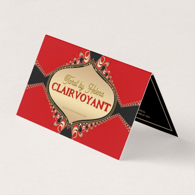 Red Baroque Elegante Tarot Business Cards (Front)