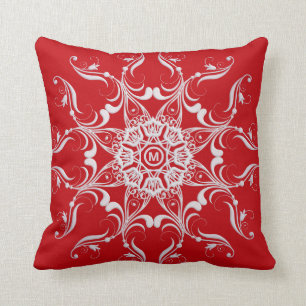 Red baroque Mandala design. Cushion