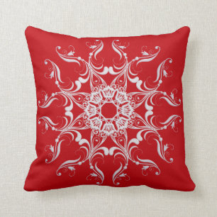 Red Baroque Style Snowflake Cushion