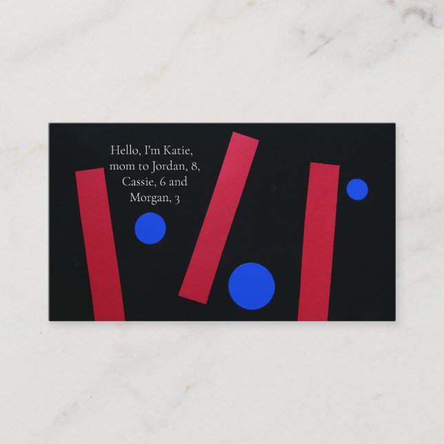 Red bars, blue circles Mum Business Card (Front)