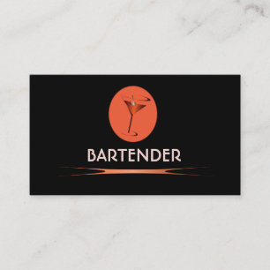 Red bartender logo business cards