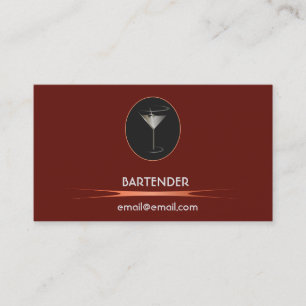 Red bartending logo business cards