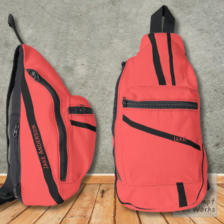 Red Base with Back Lines and Name Sling Bag