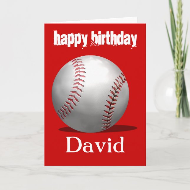 Red Baseball Birthday Card (Front)