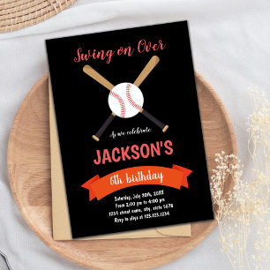 Red Baseball Birthday Invitations