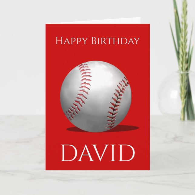 Red Baseball Birthday Kids Sports Card (Front)