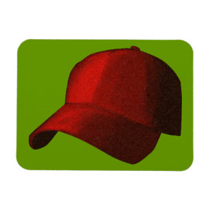 RED BASEBALL HAT CAP GRAPHIC MAGNET
