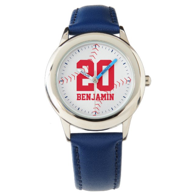 Red Baseball Jersey Number Watch (Front)