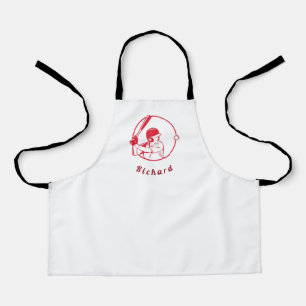 Red Baseball Player Coach Athlete Custom Name Cool Apron