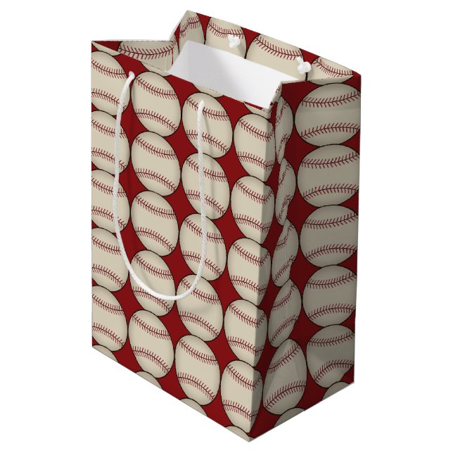 Red Baseball Sports Birthday Gift Bag (Back Angled)