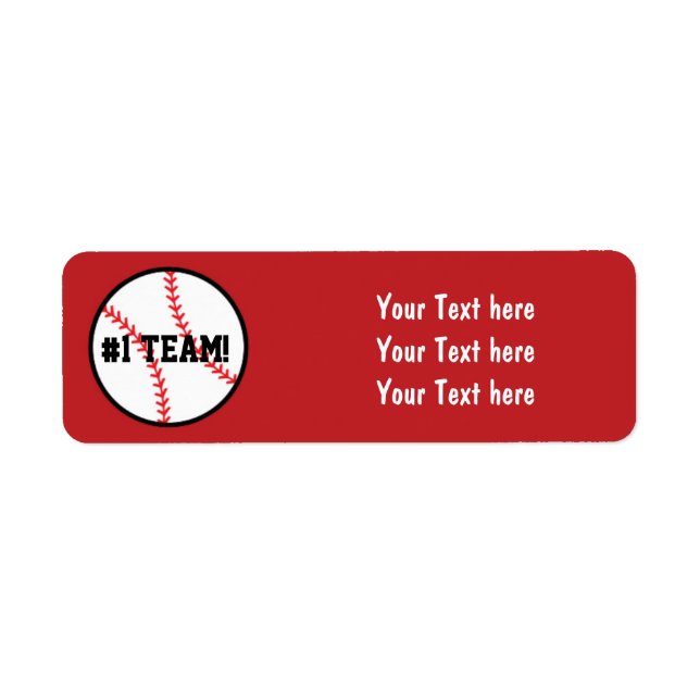 Red Baseball Team Birthday Party Address Labels (Front)