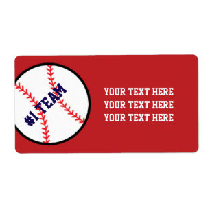 Red Baseball Team Sports Party Sticker labels