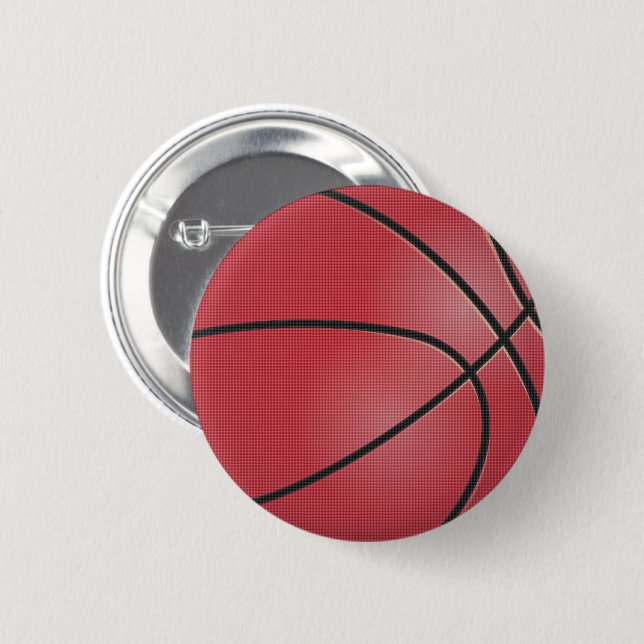 Red Basketball  6 Cm Round Badge (Front & Back)