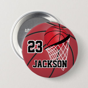 Red Basketball Design   Personalize 7.5 Cm Round Badge