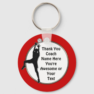 Red Basketball Keychains Thanks Coach or Your Text