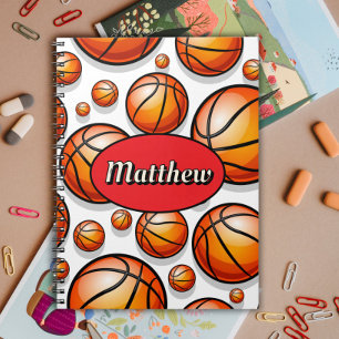 Red basketball pattern name  notebook
