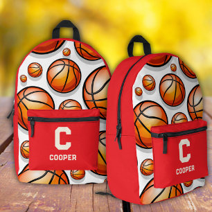 Red basketball pattern  printed backpack