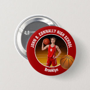 Red Basketball Player Photo High School Spirit 6 Cm Round Badge