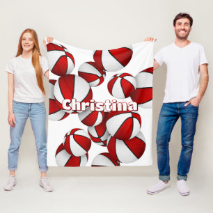 red basketball team colours kids sports room decor fleece blanket