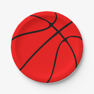 Red Basketball Team Party or Banquet Sports Paper Plate