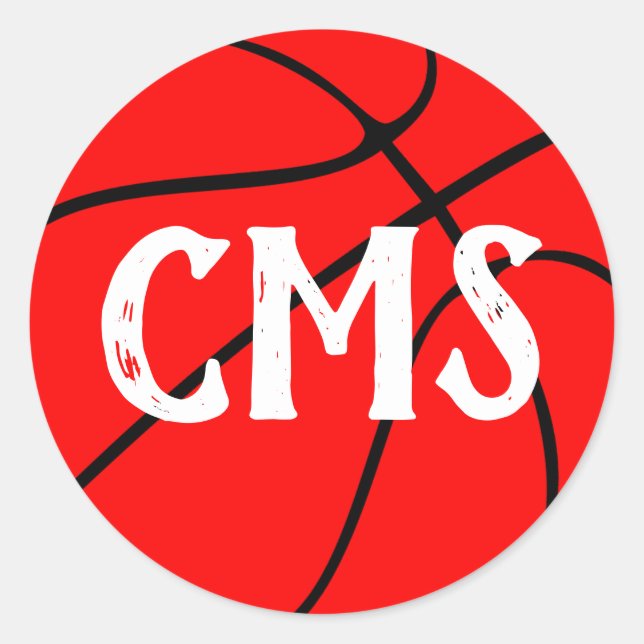 Red Basketball Team Party, Pep Rally or Event Classic Round Sticker (Front)
