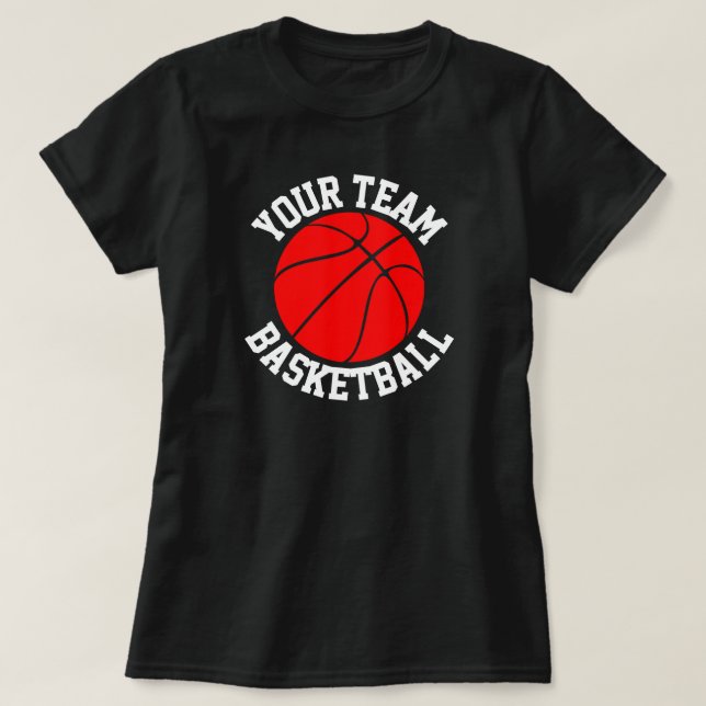 Red Basketball Team, Player & Jersey Number Tshirt (Design Front)