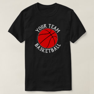 Red Basketball Team, Player Name and Jersey Number T-Shirt