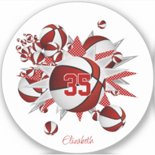 red basketballs stars girls jersey number 
