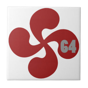 Red Basque Cross 64 Lauburu Tile