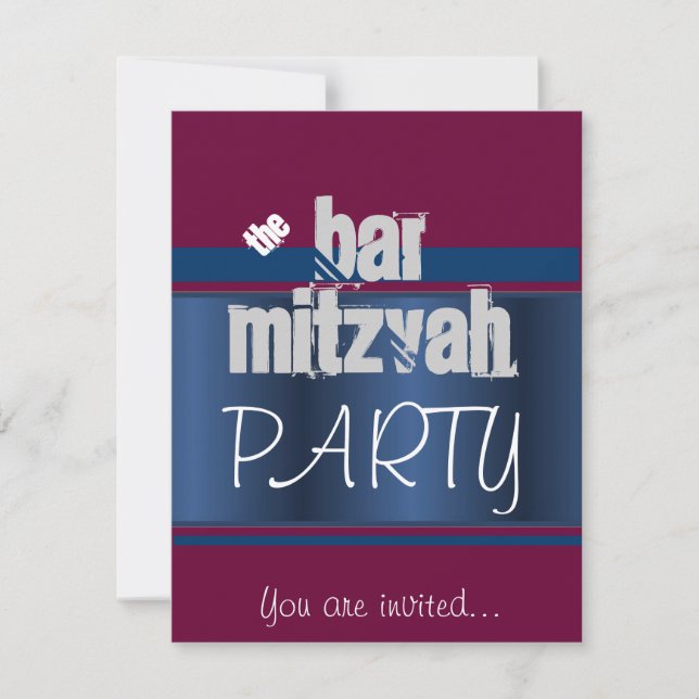 Red Bat Mitzvah Bar Mitzvah party Invitation (Front)