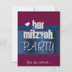 Red Bat Mitzvah Bar Mitzvah party Invitation