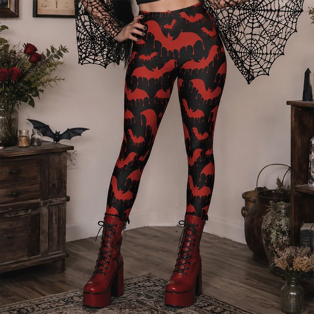 Red Bats Moth Nu Goth Gothic Alternative Leggings (Creator Uploaded)