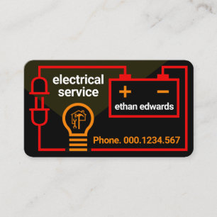 Red Battery Electrical Circuit Business Card