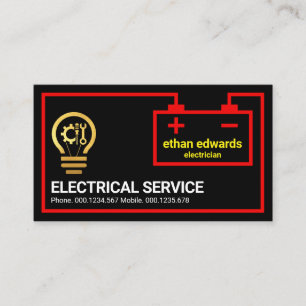 Red Battery Electrical Circuit Frame Business Card