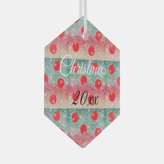 Red Bauble Christmas Design Glass Tree Decoration (Front Right)