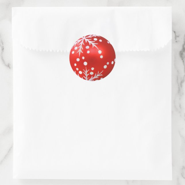 Red Baubles Christmas Classic Round Sticker (Bag)