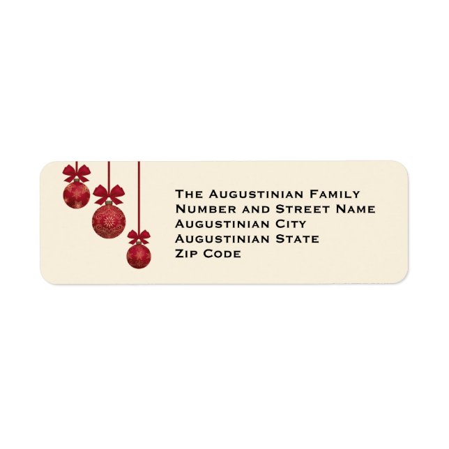 Red Baubles CHRISTMAS Return Address Label (Front)