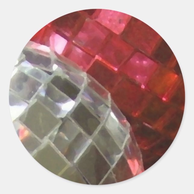 Red Baubles detail round sticker (Front)