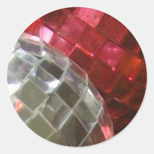 Red Baubles detail round sticker