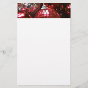 Red Baubles header stationery white