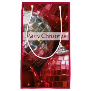 Red Baubles Merry Christmas gift bag small