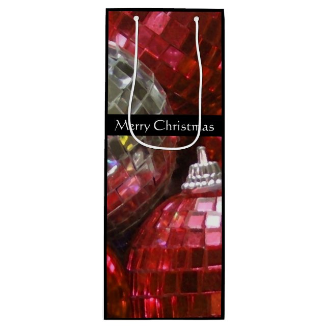 Red Baubles Merry Christmas gift bag wine black (Front)