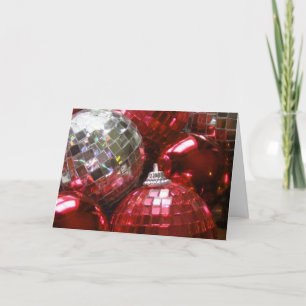 Red Baubles 'Merry Christmas' greetings card