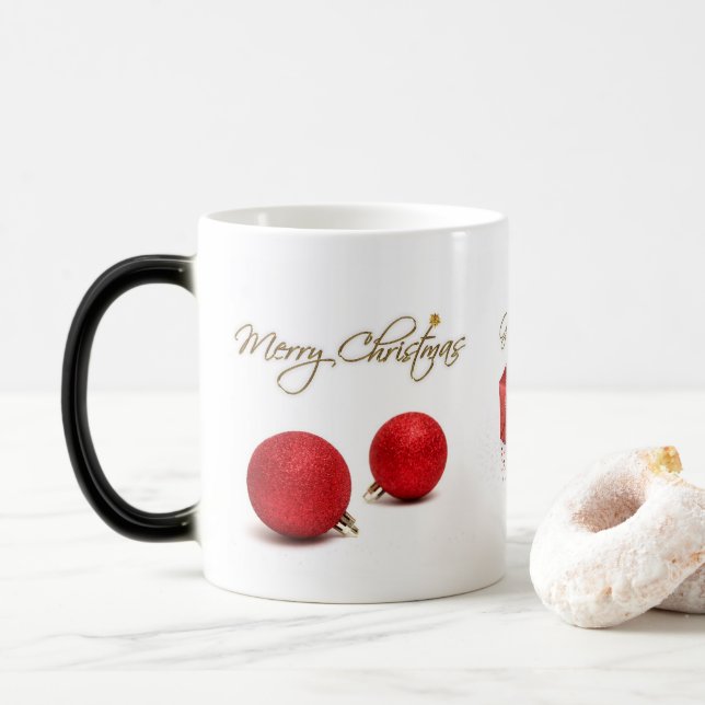Red Baubles Merry Christmas Mug (With Donut)