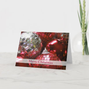 Red Baubles 'Merry Christmas' stripe card
