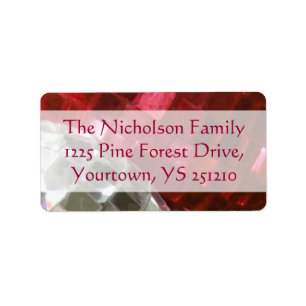 Red Baubles mirror ball address label
