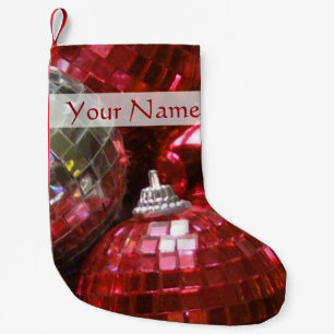 Red Baubles Text stocking
