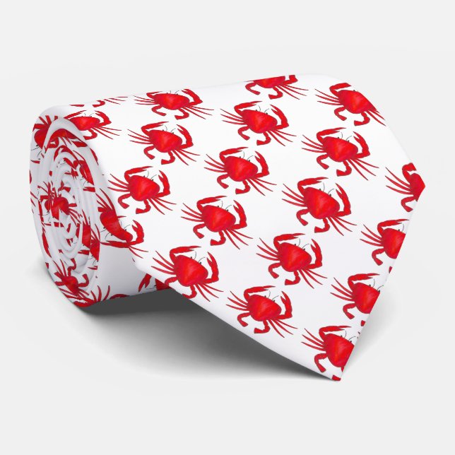 Red Bay Crab Baltimore Maryland Seafood Foodie Tie (Rolled)