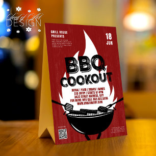Red BBQ Cookout Fire Flame Cooking Grill Event