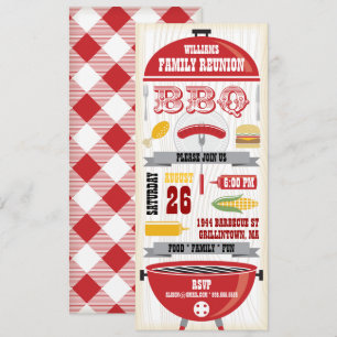 RED BBQ GRILL FAMILY REUNION INVITATION